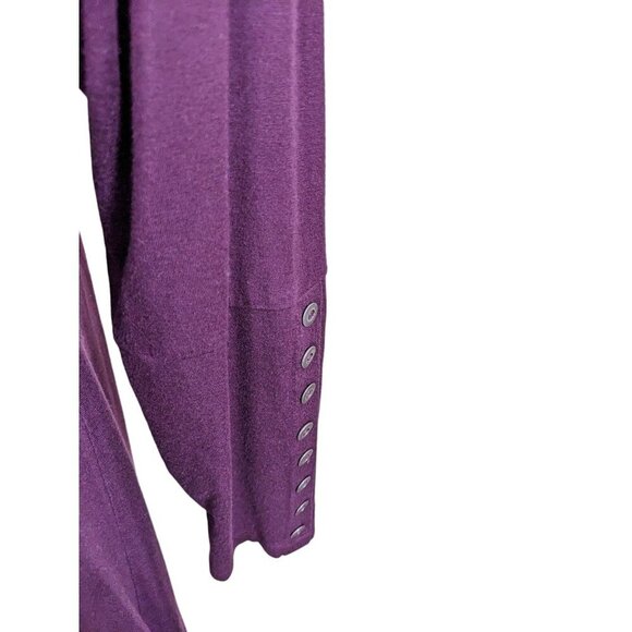 Comfy USA Women M Top Tunic Plum Purple Scoop Neck High Low Long Sleeve Button - Picture 5 of 7